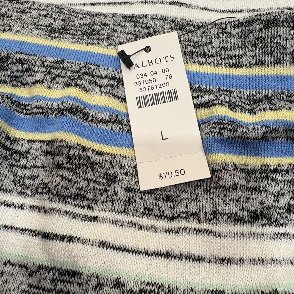 T by Talbots Striped Sweater Knit Midi Skirt Coastal NWT Size Large P201034241 - Picture 3 of 6